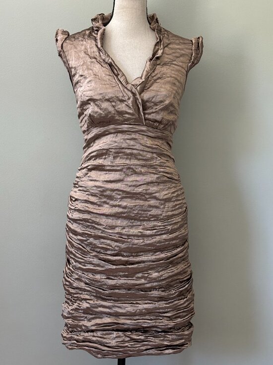 Nicole Miller Dresses & Skirts - Nicole Miller Collection Bronze Metallic Crinkle Dress 8 Like New